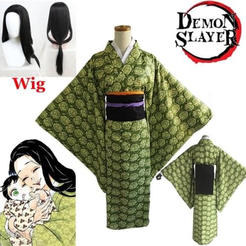 Anime! Demon Slayer: Kimetsu no Yaiba Hashibira Inosuke Mother Kotoha Kimono Uniform Cosplay Costumes for women Halloween Suit
