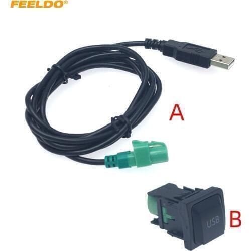 FEELDO 6Set Car Radio CD Player 145cm USB Audio Cable Adapter With Switch Button for Volkswagen USB Wire Cable #AM6221