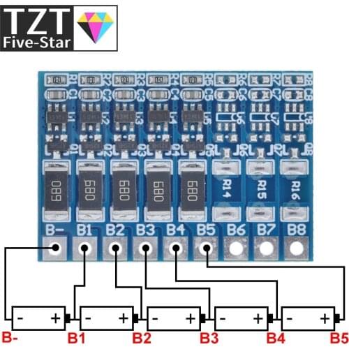 TZT 5S 4.2v li-ion balancer board 18650 21V li-ion balncing full charge battery balance board