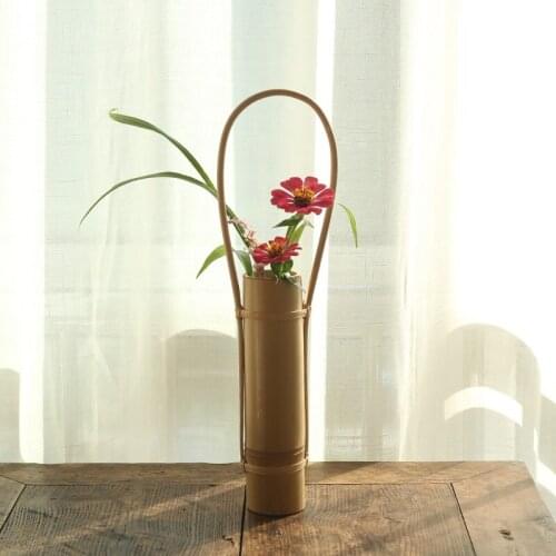 Bamboo Flower Vase Flowers Pot Stand Japanese Vase Decoration Home Living Room Decorations Ornaments Aesthetic Table Room Decor