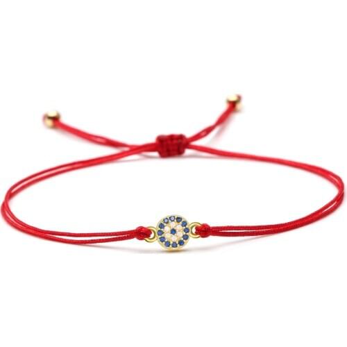 White Blue Zircon Crystal Mini Turkish eye Charm Bracelet Women Men 5A Grade CZ Copper Evil Eye Yellow Green Red String Jewelry