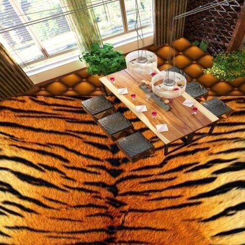 Free Shipping tiger bathroom bedroom thickened 3D floor high-quality anti-skidding living room self-adhesive mural wallpaper