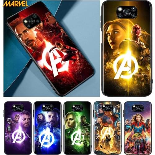 Marvel hero colorful for Xiaomi Poco X3 NFC X2 M3 M2 F2 F3 Pro C3 F1 A2 Lite Mix3 Play Silicone Soft Black Phone Case