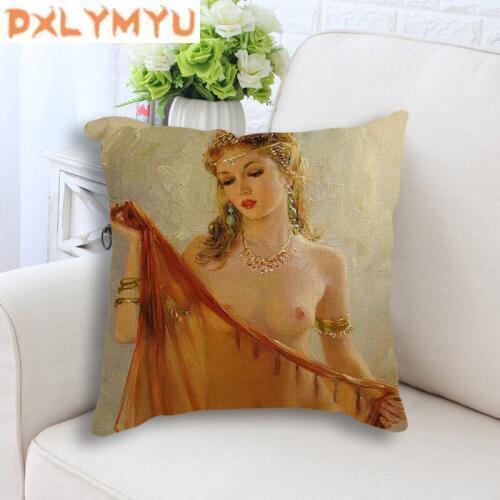 Decorative Cushion Cover Sexy Woman Romantic Oil Painting Home Decoration Pillow Case Cushion Cover Pillowcase for Sofa Car