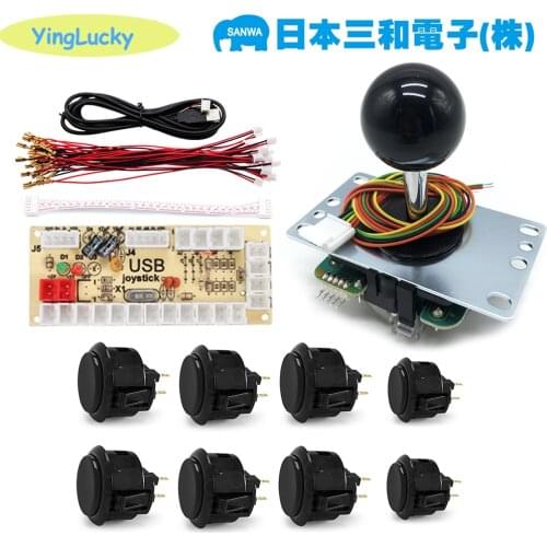 Sanwa Joystick JLF-TP-8YT + obsf 30mm + obsf 24mm Tekken Fighting with Topball and Jamma arcade game fitting