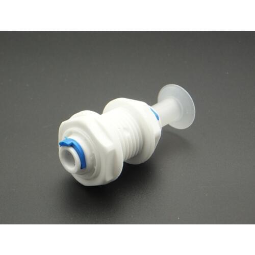 1/4" OD Tube Quick Pushfit Bulkhead Fitting Connection RO Water Connector Reverse Osmosis Aquarium System Plastic Pipe Fittings