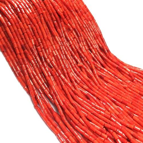 Hot Sale Natural Stone Long Cylindrical Coral Beads DIY Handmade Crafts Jewelry Making Necklace Bracelet Gift 3x5mm