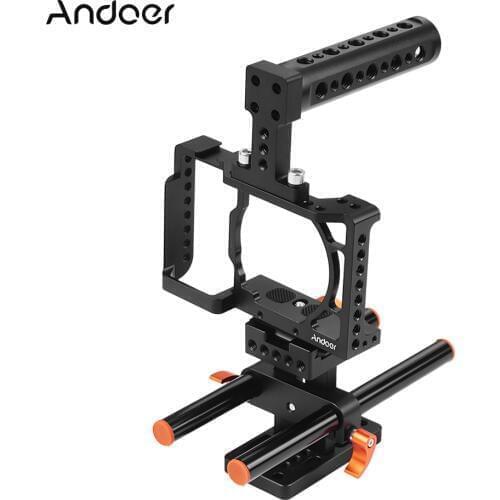 Andoer Camera Cage for Sony A6500/A6400/A6300/A6000 Camera Video Film Movie Making Stabilizer Aluminum Alloy 1/4 Inch Screw