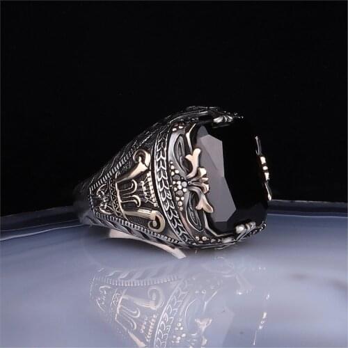Black Zircon 925 Sterling 925 K Silver Ring