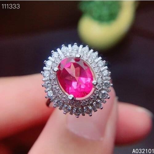 KJJEAXCMY fine jewelry S925 sterling silver inlaid natural pink topaz new girl fashion gemstone ring support test Chinese style