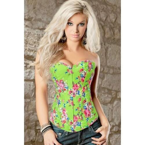 Corset bustiers floral tops for women vintage sexy corsets gothic satin lingerie corselet overbust 2817
