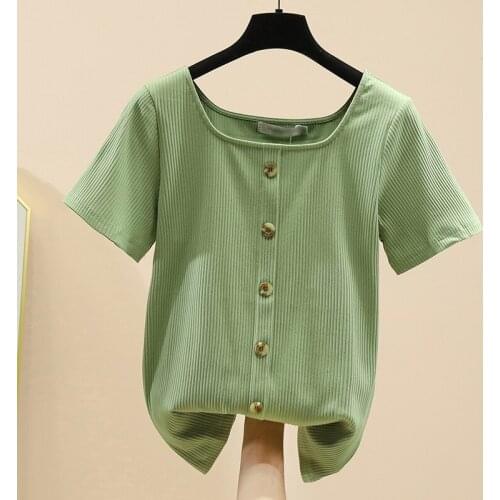 Summer 2021 New Age Reducing And Thin Short T-shirt Knitted Short Sleeve Top Fashion