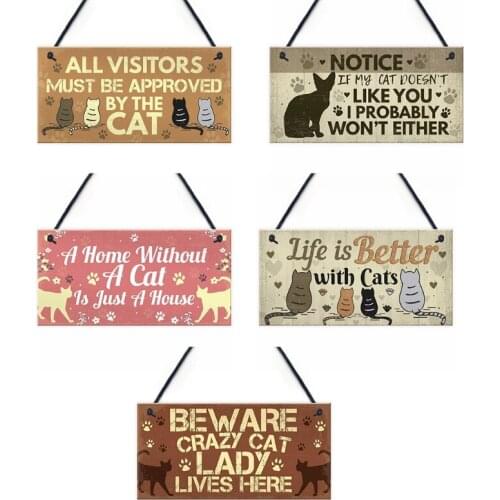 Lovely Pet Friendship Wood Sign Hanging Plaque for Wall Cat Lovers House Decor Animal Signs Crafts Home Decoration 5 Styles