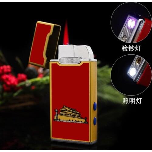 Fashion Multi-function Butane inflatable gas cigarette lighter jet Turbo torch red flame cigar pipe metal men women gift(No fuel