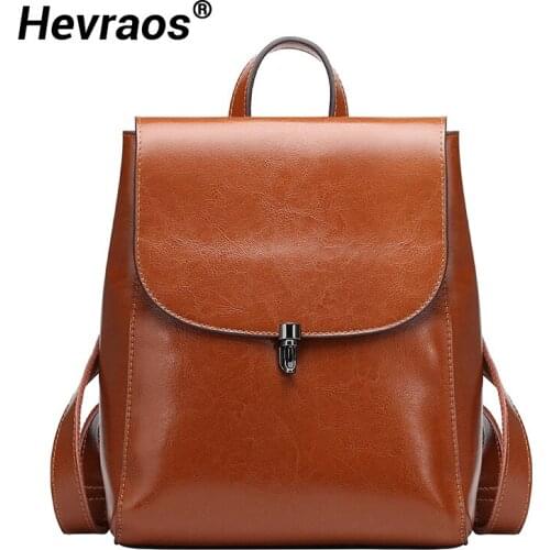 Fashion Genuine Leather Backpack Women Bags Backpack Girls School Bags Leather Retro Backpack Anti theft Women Rucksack mochila