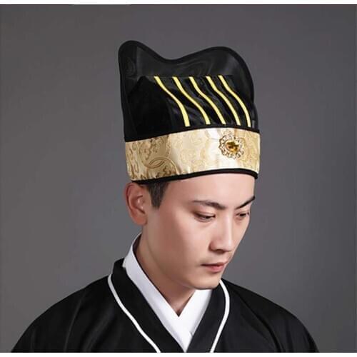 Adult Men Ancient Hat Chinese Traditional Headdress Hanfu Hat Headdress Yellow Red Chinese Vintage Hat Cosplay Outfit For Men
