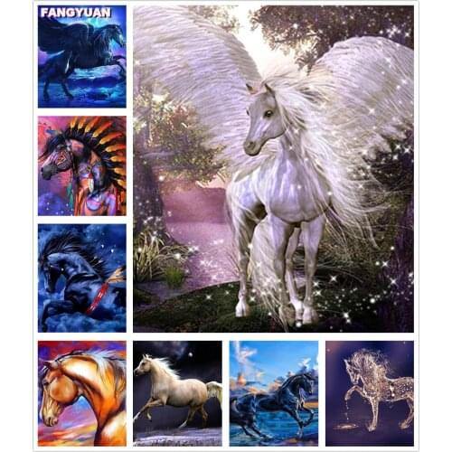 5D Diy Diamond Painting Horse Cross Stitch Kits Art Full Drill Embroidery Mosaic Animal Picture with Rhinestones Home Decoration