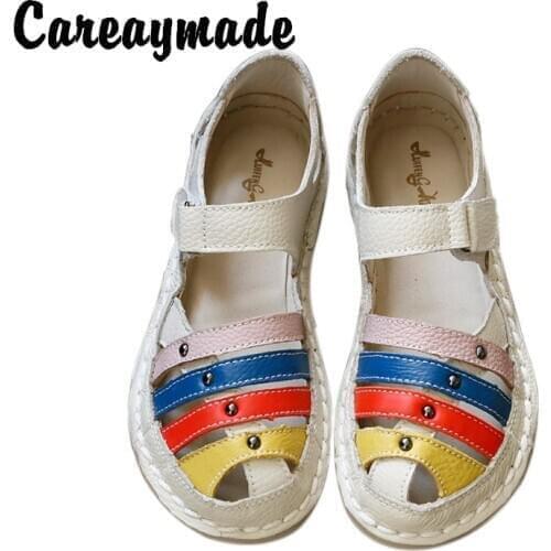 Careaymade-New Hot Head layer cowhide pure handmade Candy colors shoes,lady the retro art mori girl Casual shoes,2 colors