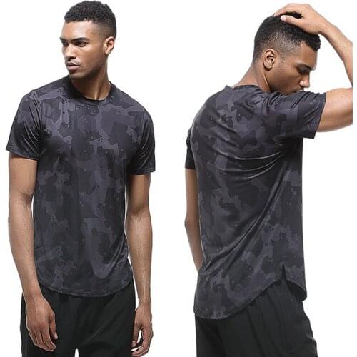 2021 New Men Fitness Running Shirts Man Quick-Dry Short Sleeve GYM Training T Shirt Men Sportswear