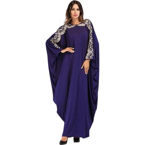 Ramadan Abaya Batwing Sleeve Kaftan Jilbab Muslim Women Dress Dubai Party Gown Embroidery Long Maxi Loose Dresses Islamic Robe
