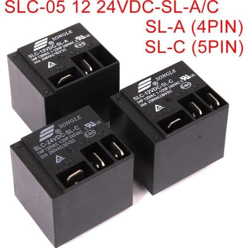 4Pin RELAYS 05V 12V 24V SLC- 05 12 24VDC-SL-A Power relays 30C T91 HF2100 5PCS