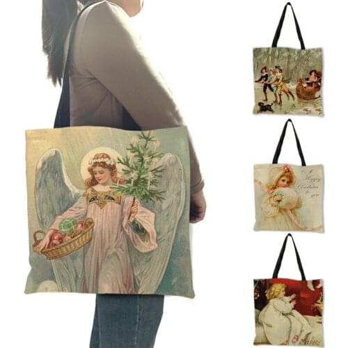 Retro Angles Gods Oil Painting Print Womens Designer Tote Handbag Shoulder Bag Ladies Shopping Bags For Groceries B13193