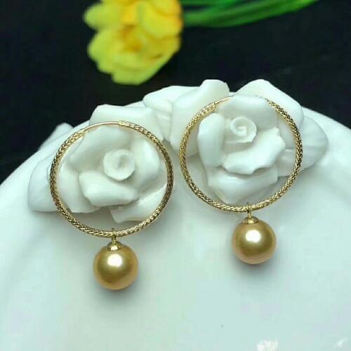 Shilovem 18k yellow gold Natural freshwater pearls Drop Earrings fine Jewelry women trendy wedding plant new mymee7-8zz