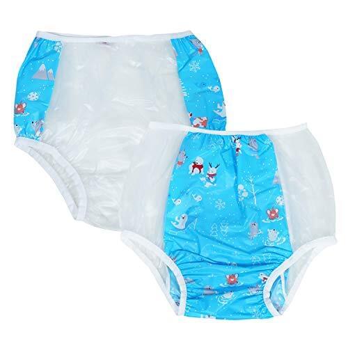 Dadious adult baby pants abdl incontinence elastic band plastic reusable pants DDLG PVC mens underwear 2PCS yellow diapers XL