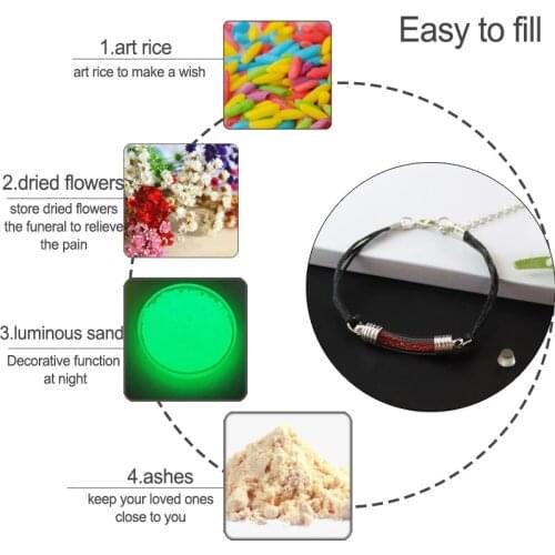 2PCS Glass Vial Pendant Bracelet Writing Name Wirte On Rice Fashion Jewelry Charm Bracelets For Women