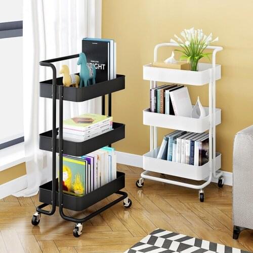 Trolley rack kitchen floor storage bedroom living room multi-layer pulley movable baby goods storage rack