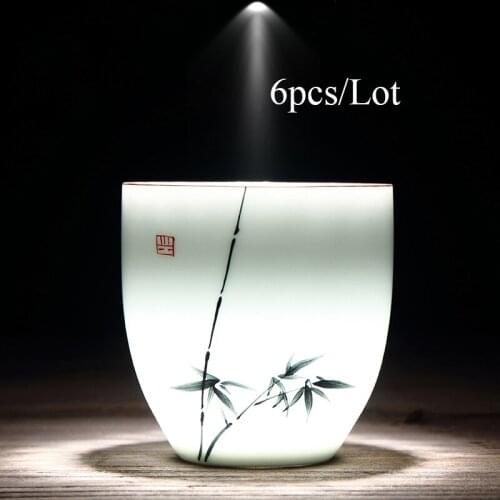 4 pcs traditional ceramic tea cup handpainted sets of 4 cups chinese kung fu cup porcelain Teacups sets drinkware 150m