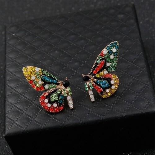 Gorgeous New Fashion Butterfly Wings Earrings Female Rhinestone Wild Personality Metal Earrings Sweet Romantic Jewelry Wholesale