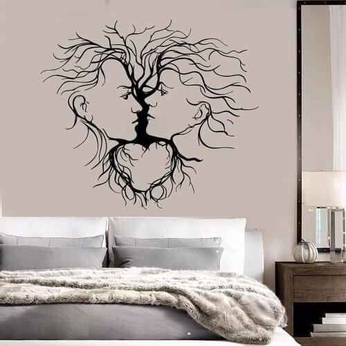 Loving Couple Abstract Tree Romantic Bedroom Decor Vinyl Wall Decals Wardrobe Headboard Self Adhesive Wall Stickers
