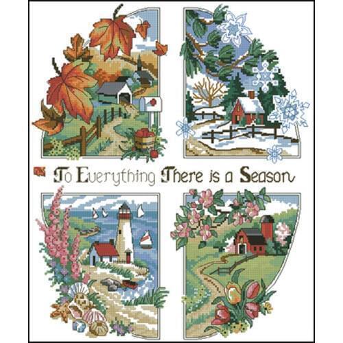Four seasons scenery patterns Counted Cross Stitch 11CT 14CT 18CT DIY Chinese Cross Stitch Kits Embroidery Needlework Sets