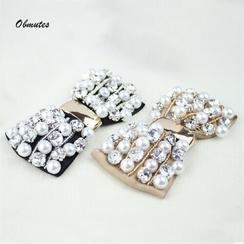 1 Pair Bow Shoes Clips Accessories Decorative Shoe Clip Rhinestones Crystal Shoe Charms for Women Wedding Prom Party