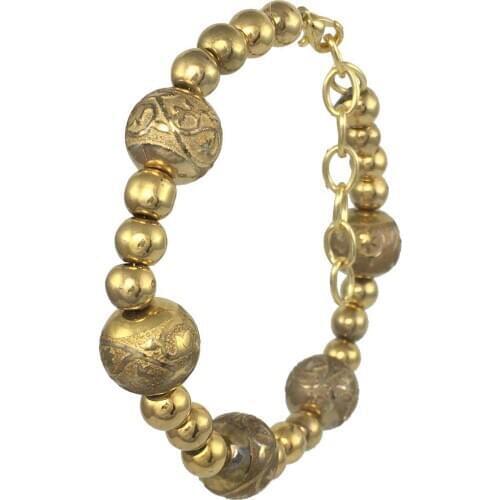 Bracelet 24k Gold-Painted Glass Beaded Handmade Woman Fashion Jewelry Made In Turkey W1392