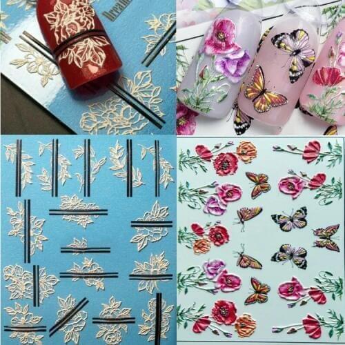 1Sheet 2019New Nail Tattoo Sticker 3D Stickers Nail Art Water Decals Gel Polish Nail Art Design Salon Stick ND1-10 Sticker Water