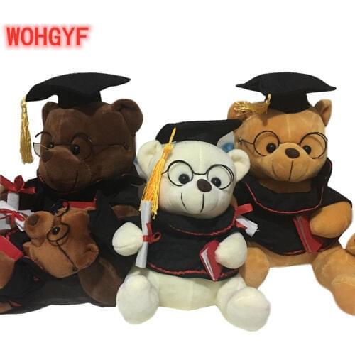 1pc 18cm Cute Dr. Bear Plush Animals Toys Stuffed Plush Teddy Bear Graduation Gift Kids Girls Toys