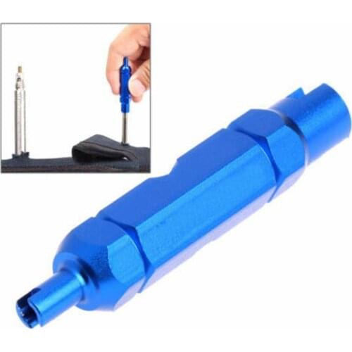 1Pcs Blue Bicycle Nozzle Valve Core Tool Bike Tire Multifunctional Valve Core Adapter Double Portable Wrench Kits Head Repa T8H8