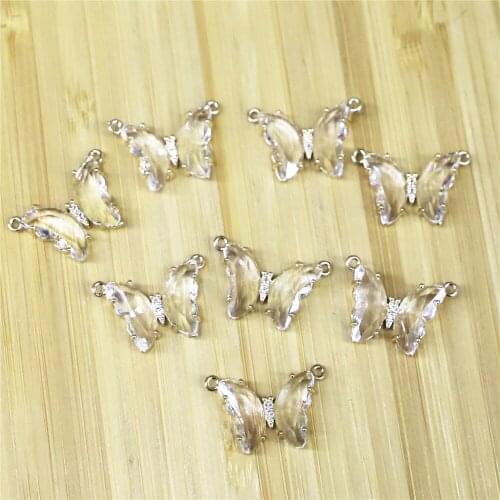 10pcs New Korean Super Fairy Girl Fantasy Glass Crystal Butterfly Pendant Necklace Female Clavicle Chain Popular Necklace