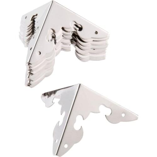 12Pcs Silver Furniture Decorative Corner Jewelry Gift Wood Box Feet Leg Corner Protector Case Edge Protection Cover +Nails 30mm