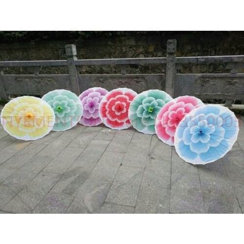 20pcs/lot 82cm Diameter Colorful Jasmine Bloom Dance Performance Flower Umbrella Chinese Cloth Hand Made Parasol Gift