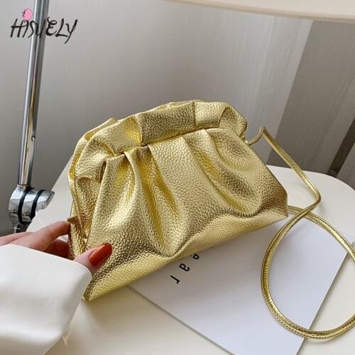 2021 Simple Dumplings Women Messenger Bag Designer Retro Golden Cloud Female Crossbody Shoulder Bag Tide Handbag Clutch Bag