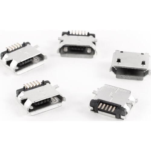 5 Pcs mini USB Type B Female Socket 180 Degree 5-Pin SMD SMT Soldering Jack
