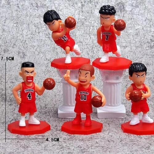 7.5cm 2 Types 5pcs/lot Based Cartoon Slam Dunk Shohoku Basketball Player Figure Toy Hanamichi Rukawa Kaede Anime Model