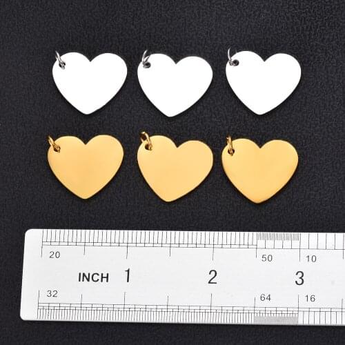 5pcs Stainless Steel Heart Charms Pendant Silver Gold Charm DIY Necklace Accessories Bracelet Jewelry Making Findings