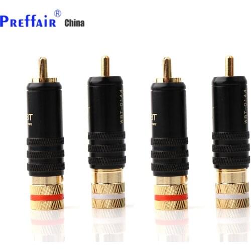 8PCS RCA connector male audio-0144 signal line plug Hifi audio 0144 RCA plug copper RCA plug gold plated