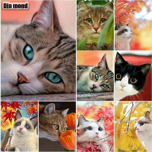 5D DIY Cute Animal Scenery Diamond Painting Cat Diamond Embroidery Cross Stitch Full Square Round Drill Manual Gift Home Decor