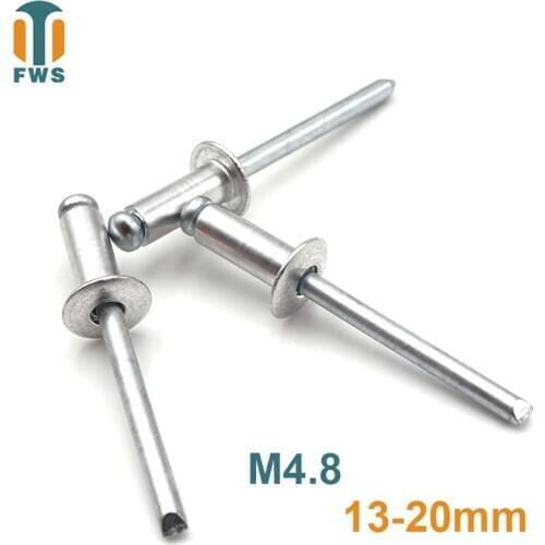 10 PCS M4.8 13-20mm DIN EN ISO 15977 GB /T 12618.1 Aluminum Open End Blind Rivets Pop Rivet With Protruding Head For Furniture