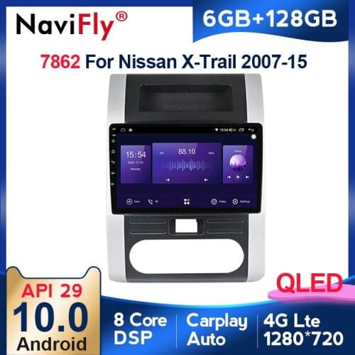 NaviFly 6GB+128GB 8 Core Carplay 4G LTE QLED 1280*720 Android 10.0 Car Muletimedia Player For Nissan X Trail 2 T31 2007 - 2015